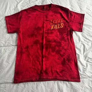 Linda finegold ALF tshirt black red tie dye love kills horror movie medium